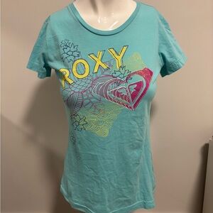 Roxy Turquoise and Yellow Graphic Tee